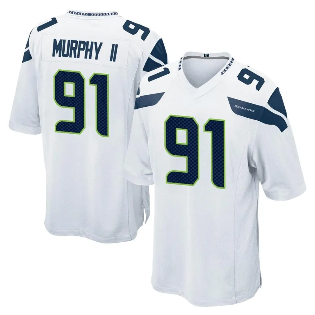 S.Seahawks #91 Byron Murphy II Player White Home Game ROCER Stitched Jerseys