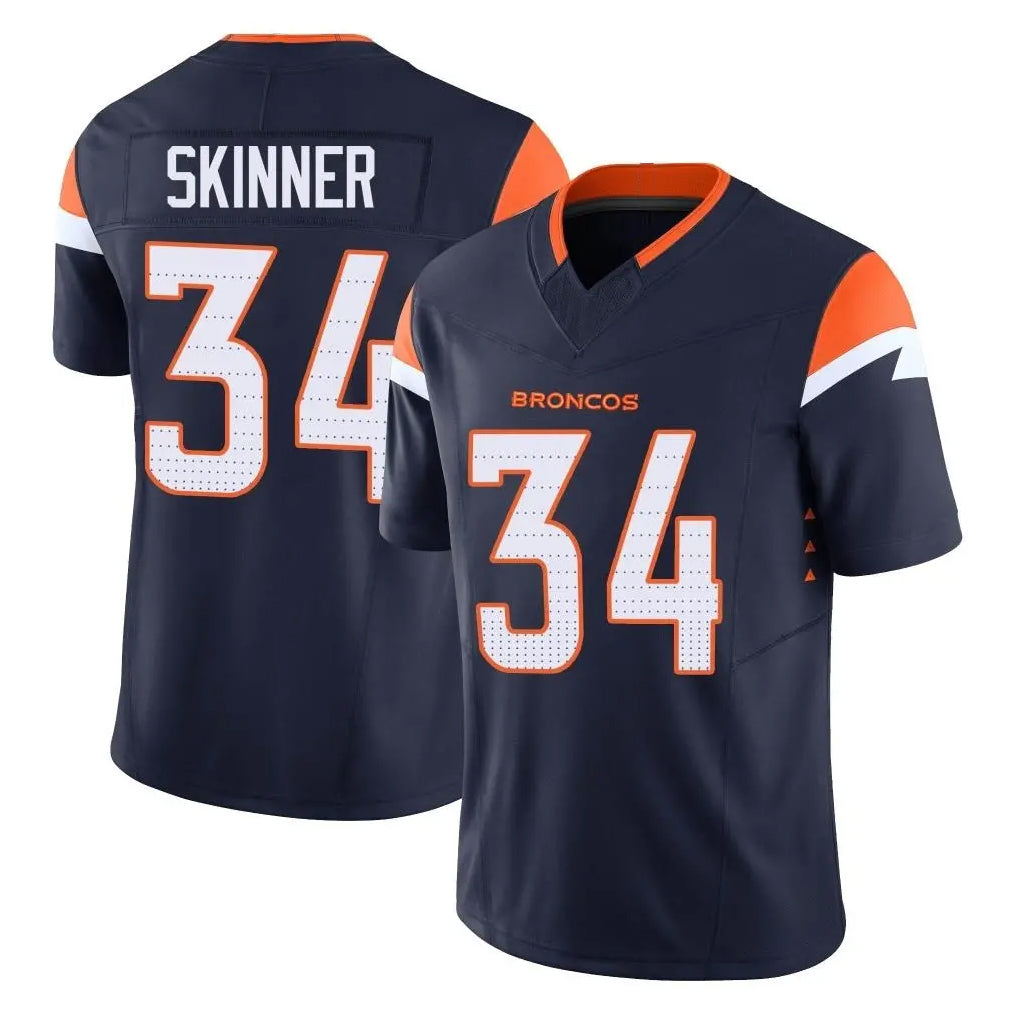 D.Broncos #34 JL Skinner Player Navy Limited Vapor F.U.S.E. Home Game ROCER Stitched Jerseys