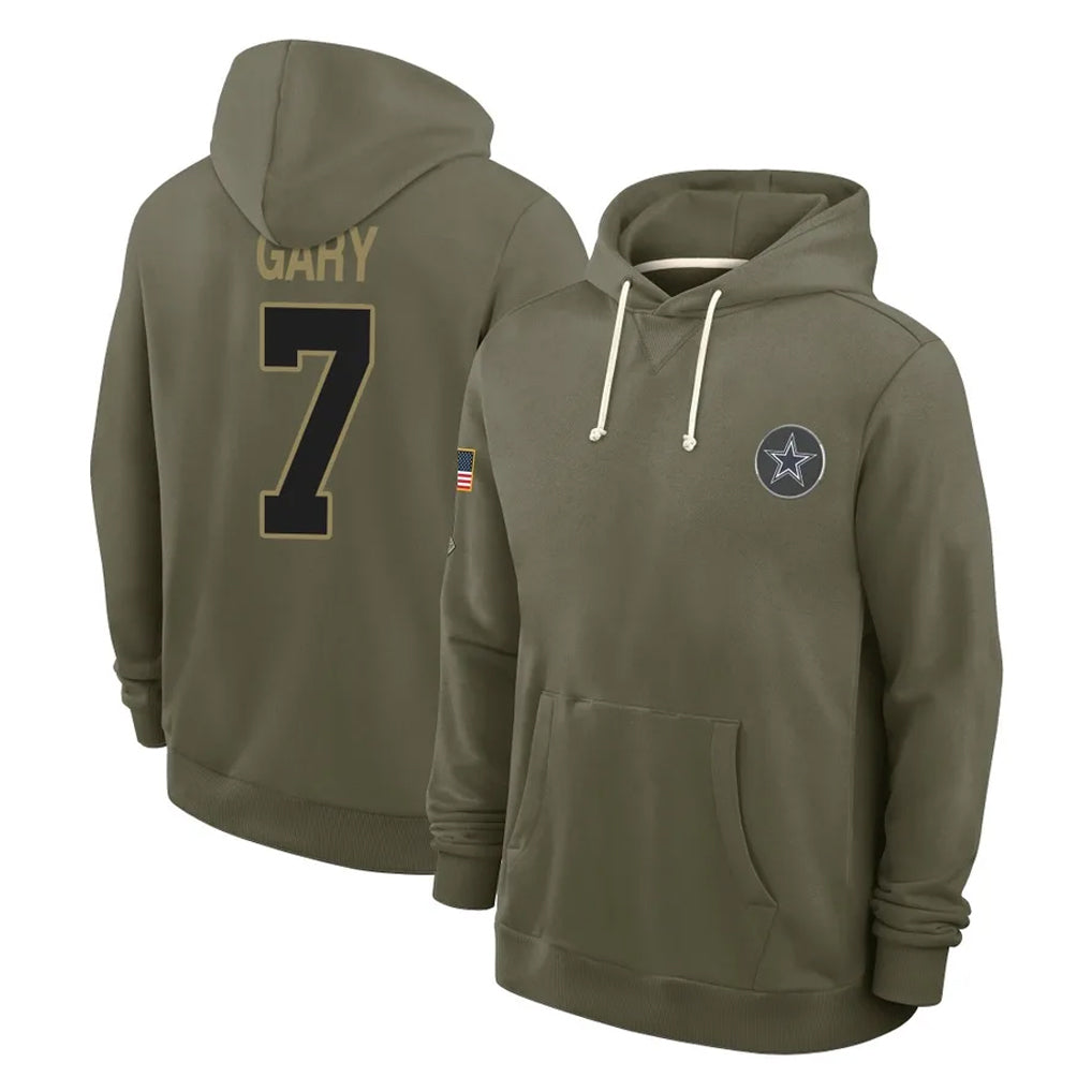D.Cowboys #7 Rashan Gary Player Olive Salute to Service Pullover Hoodies Limited ROCER Stitched Jerseys
