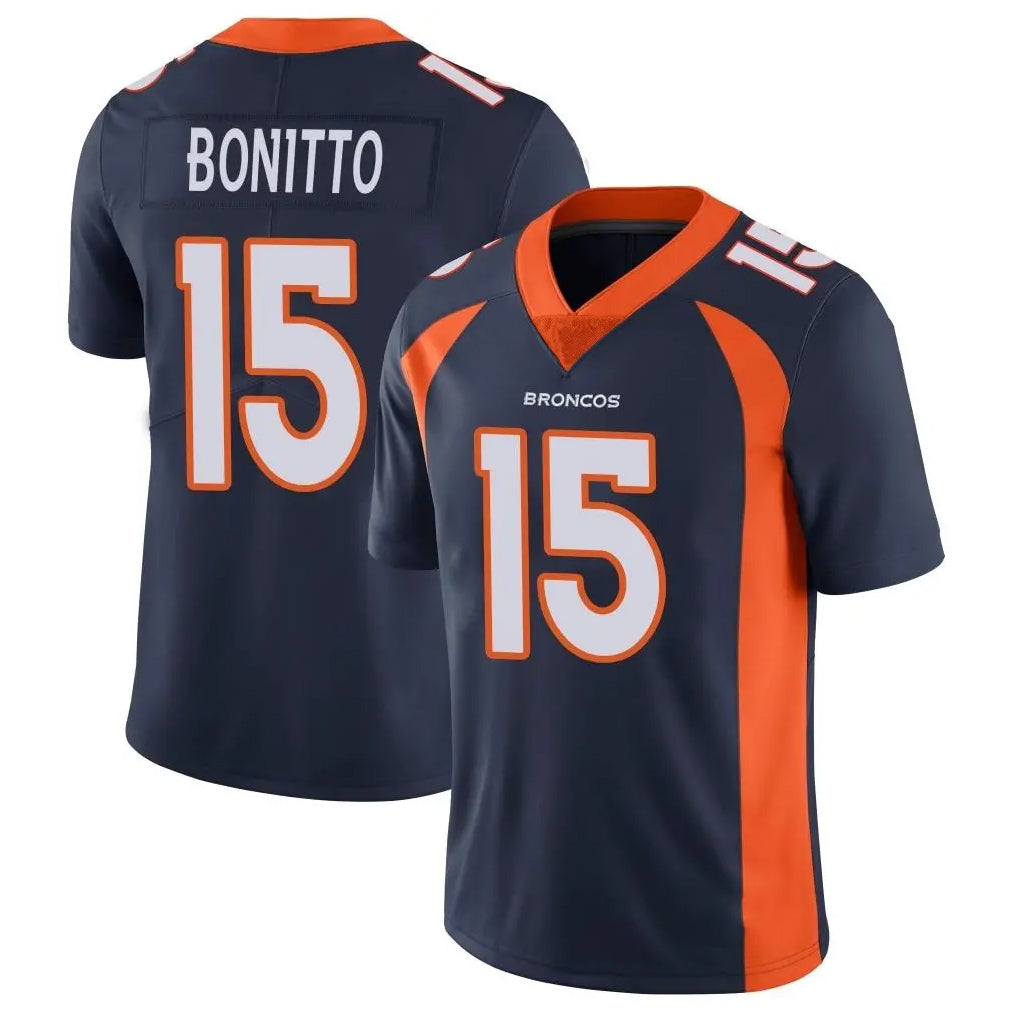 D.Broncos #15 Nik Bonitto Player Navy Vapor Untouchable Limited Game ROCER Stitched Jerseys