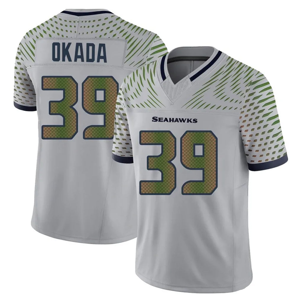 S.Seahawks #39 Ty Okada Player Grey Limited 2025 Rivalries Collection Home Game ROCER Stitched Jerseys