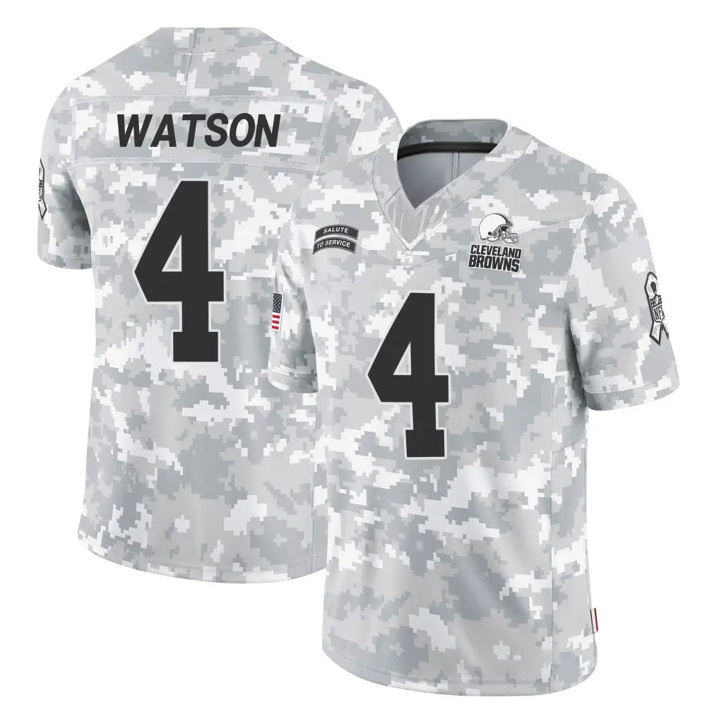 C.Browns #4 Deshaun Watson Player Arctic Camo Salute to Service Limited Home Game ROCER Stitched Jerseys