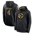 P.Steelers #4 DK Metcalf Player Black Salute to Service Hoodies Limited Game ROCER Stitched Jerseys
