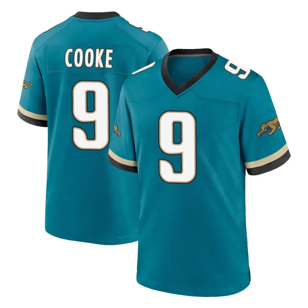 J.Jaguars #9 Logan Cooke Player Teal Prowler Throwback Limited Home Game ROCER Stitched Jerseys