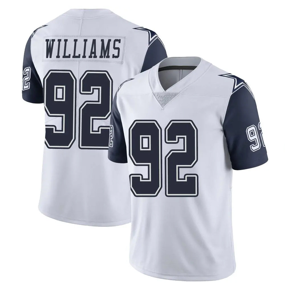 D.Cowboys #92 Quinnen Williams Player White-Navy Limited Color Rush Vapor Untouchable Home Game ROCER Stitched Jerseys