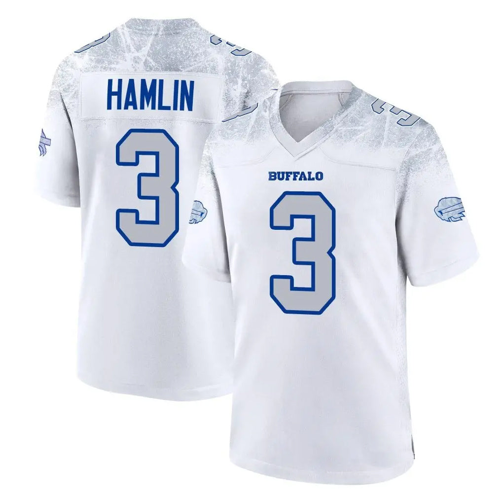 B.Bills #3 Damar Hamlin Player White Rivalries Collection Home Game ROCER Stitched Jerseys
