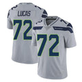 S.Seahawks #72 Abraham Lucas Player Gray Limited Vapor Untouchable Home Game ROCER Stitched Jerseys