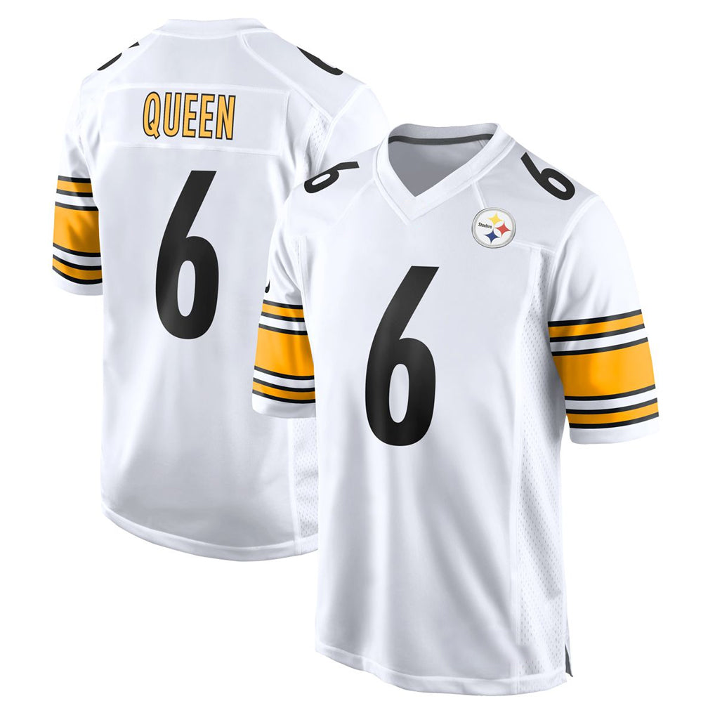 P.Steelers #6 Patrick Queen Player White Home Game ROCER Stitched Jerseys