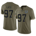 IN.Colts #97 Laiatu Latu Player Olive Salute To Service Limited ROCER Stitched Jerseys