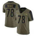 C.Bengals #78 Anthony Munoz Player Olive Salute to Service Game ROCER Stitched Jerseys