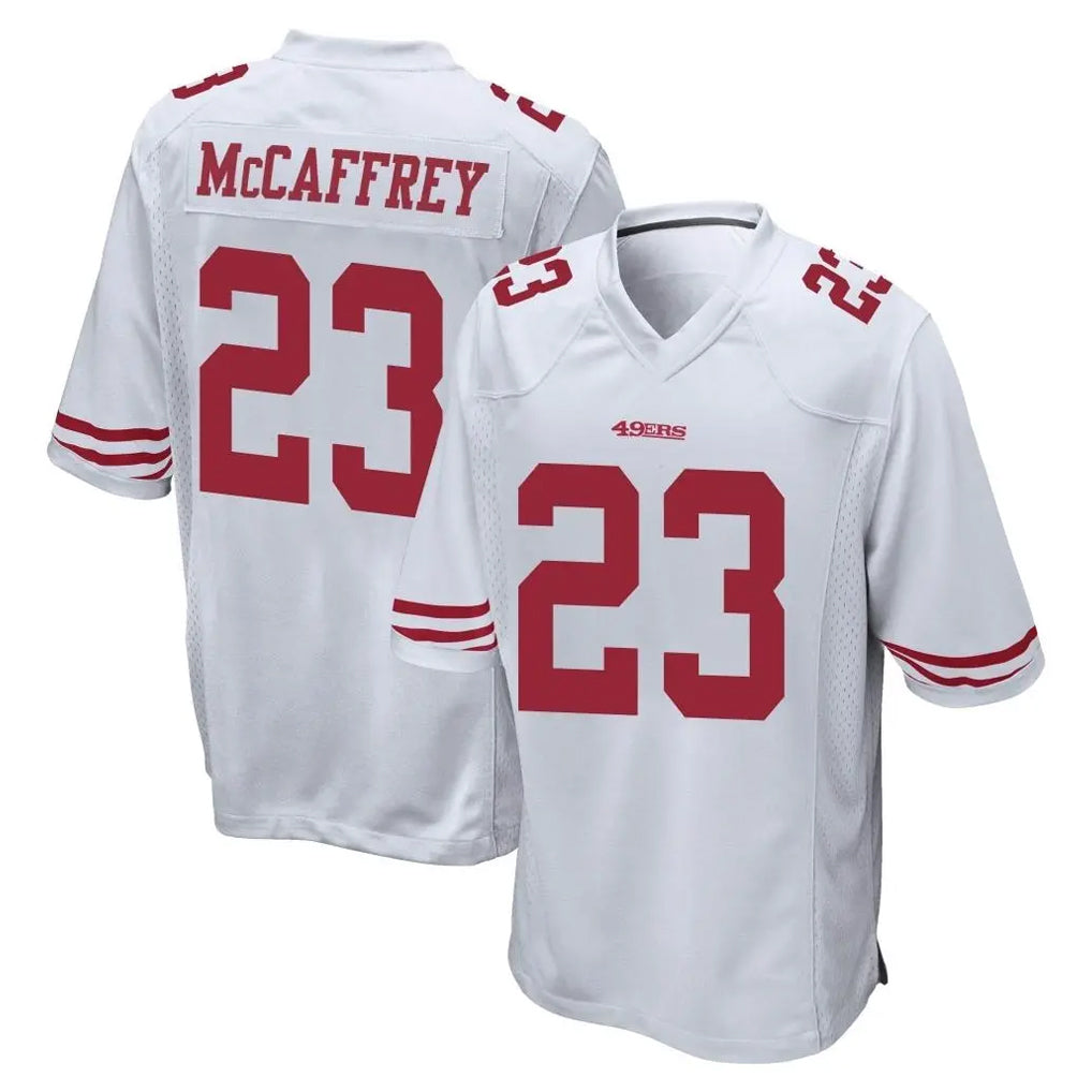 SF.49ers #23 Christian McCaffrey Player White Home Game ROCER Stitched Jerseys
