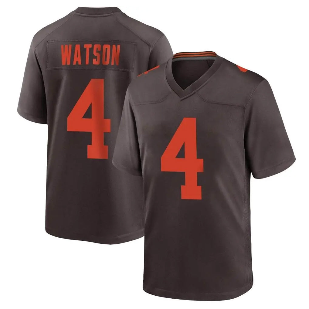 C.Browns #4 Deshaun Watson Player Brown Alternate Home Game ROCER Stitched Jerseys