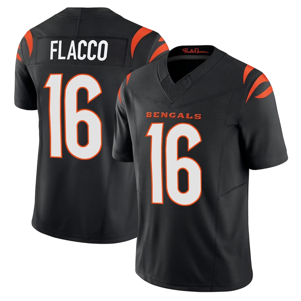 C.Bengals #16 Joe Flacco Player Black Vapor F.U.S.E. Limited Home Game ROCER Stitched Jerseys