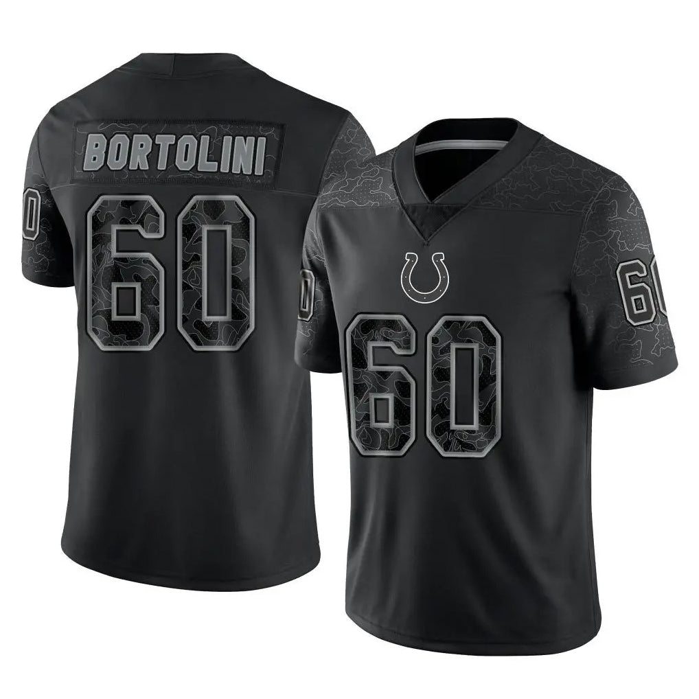 IN.Colts #60 Tanor Bortolini Player Black Reflective Limited Game ROCER Stitched Jerseys