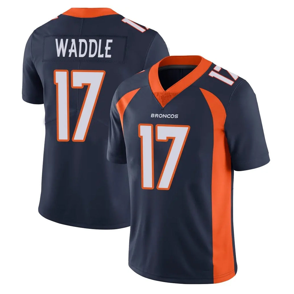 D.Broncos #17 Jaylen Waddle Player Navy Vapor Untouchable Limited Game ROCER Stitched Jerseys