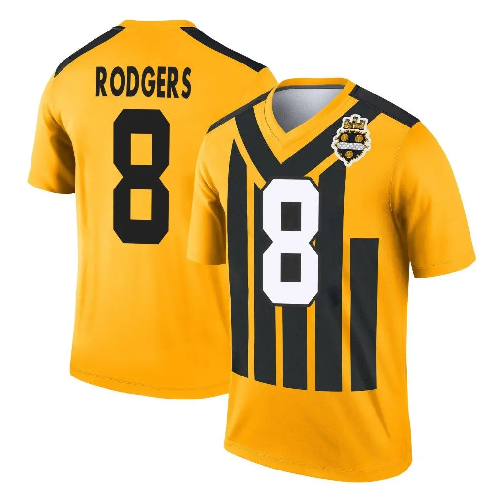 P.Steelers #8 Aaron Rodgers Player Gold Legend Limited 1933 Throwback Performance Home Game ROCER Stitched Jerseys