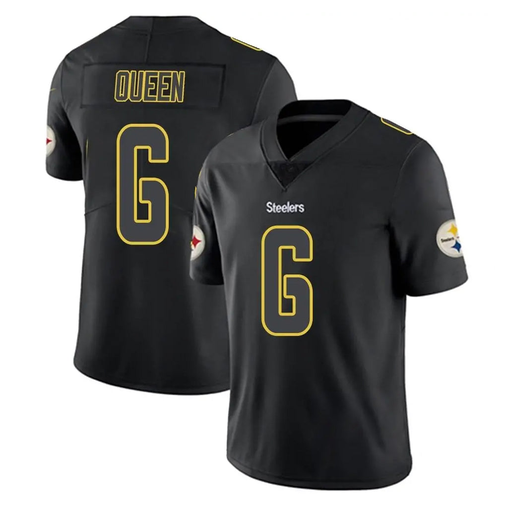 P.Steelers #6 Patrick Queen Player Black Impact Limited Home Game ROCER Stitched Jerseys