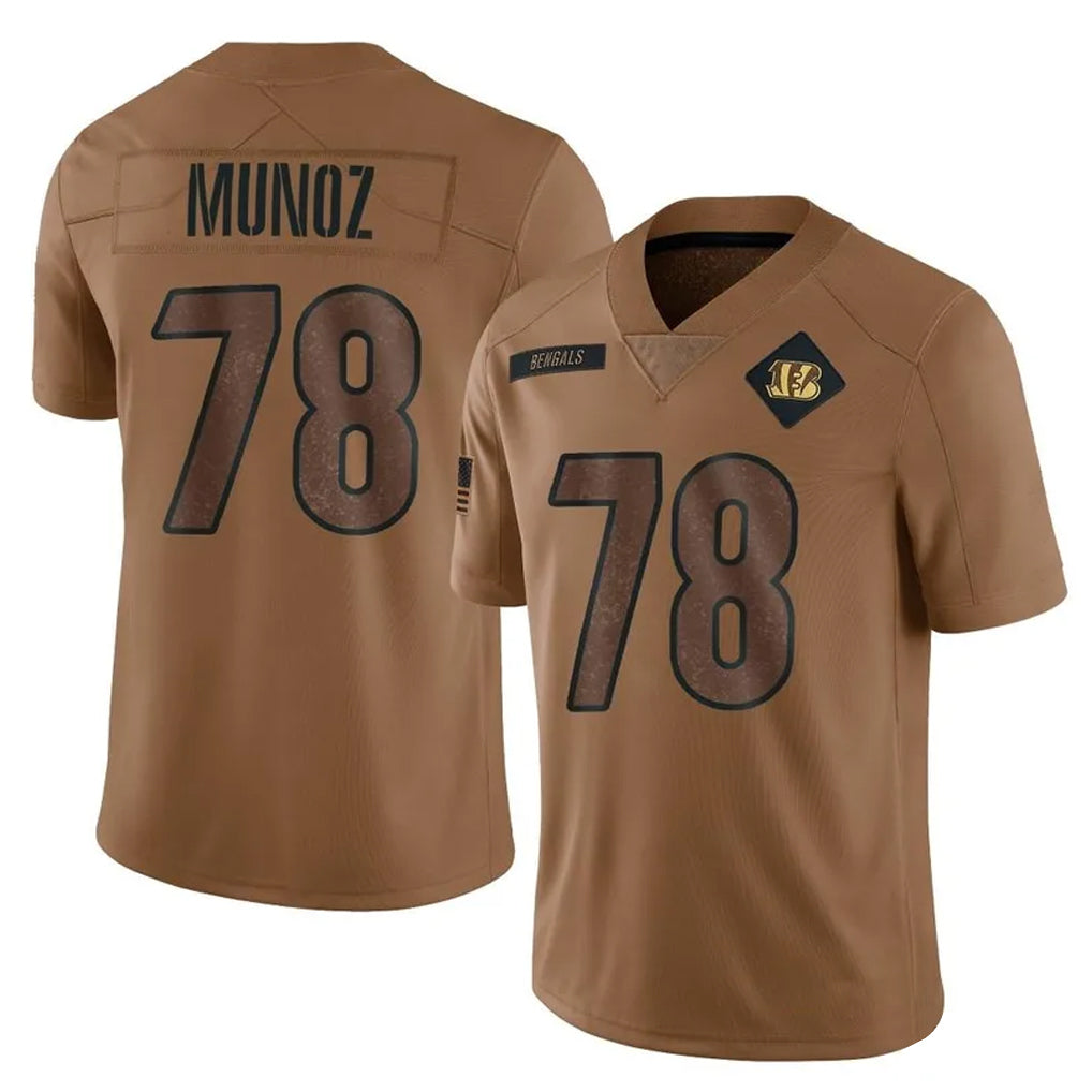 C.Bengals #78 Anthony Munoz Player Brown Salute to Service Limited ROCER Stitched Jerseys