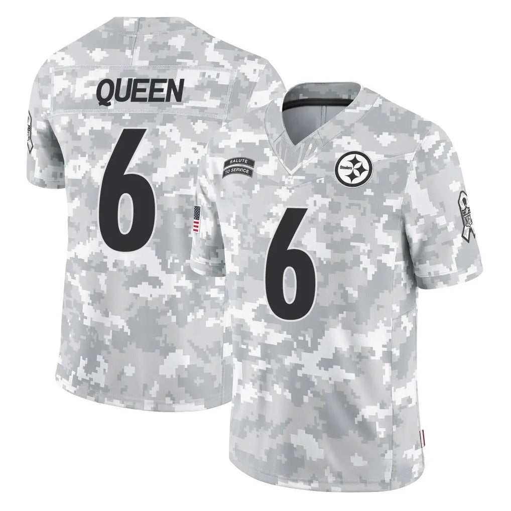 P.Steelers #6 Patrick Queen Player Arctic Camo Limited Salute To Service Home Game ROCER Stitched Jerseys
