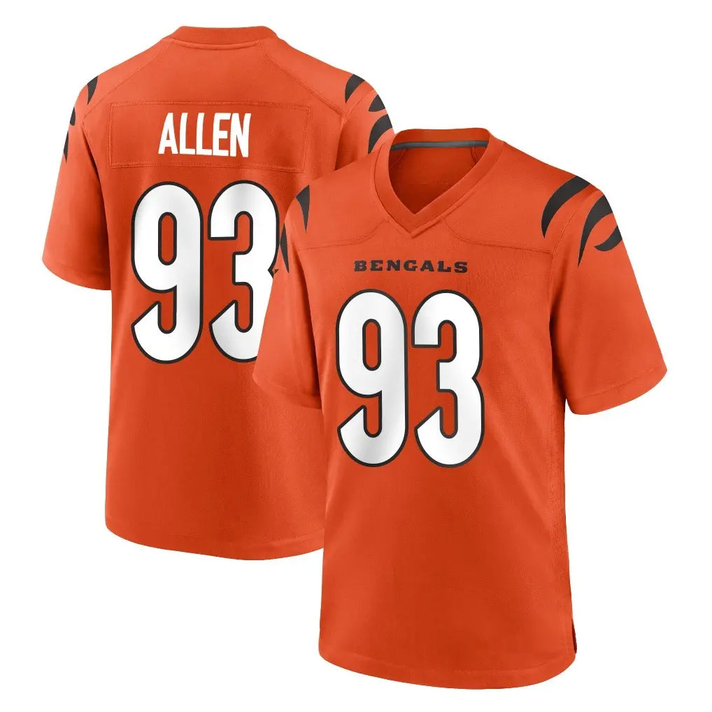 C.Bengals #93 Jonathan Allen Player Orange Home Game ROCER Stitched Jerseys