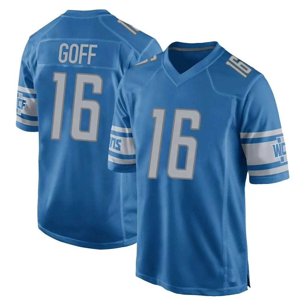 D.Lions #16 Jared Goff Player Blue Home Game ROCER Stitched Jerseys