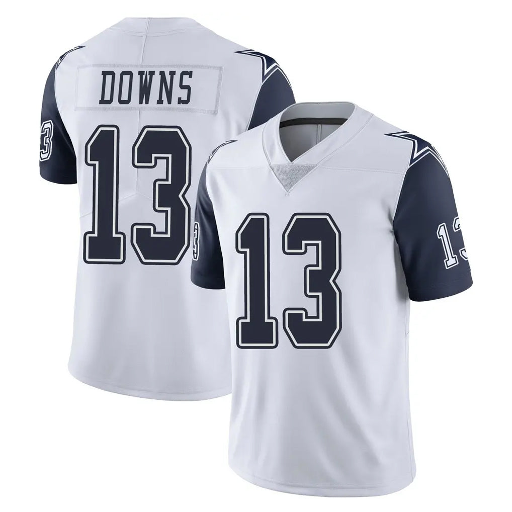 D.Cowboys #13 Caleb Downs Player White-Navy Limited Color Rush Vapor Untouchable Home Game ROCER Stitched Jerseys