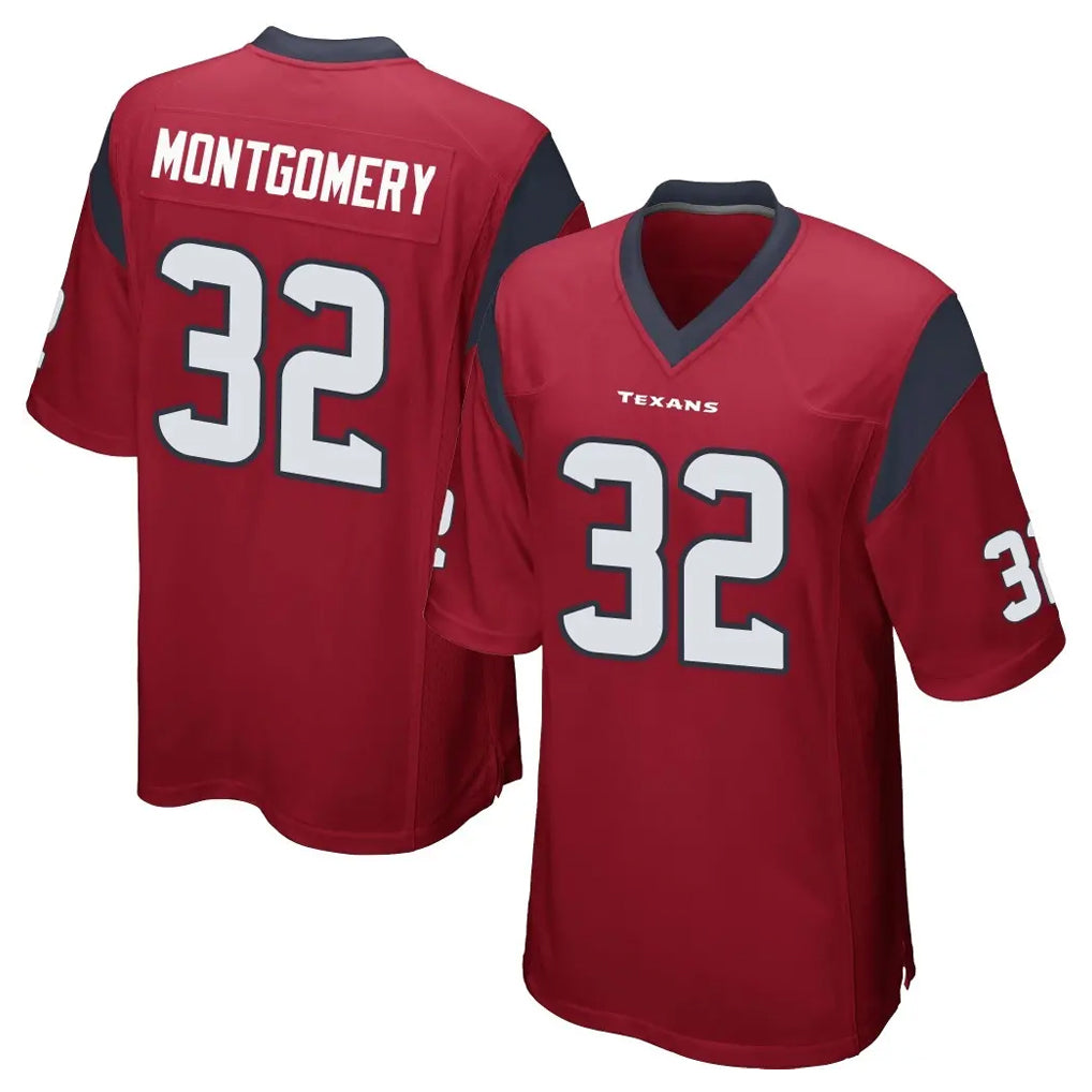 H.Texans #32 David Montgomery Player Red Home Game ROCER Stitched Jerseys