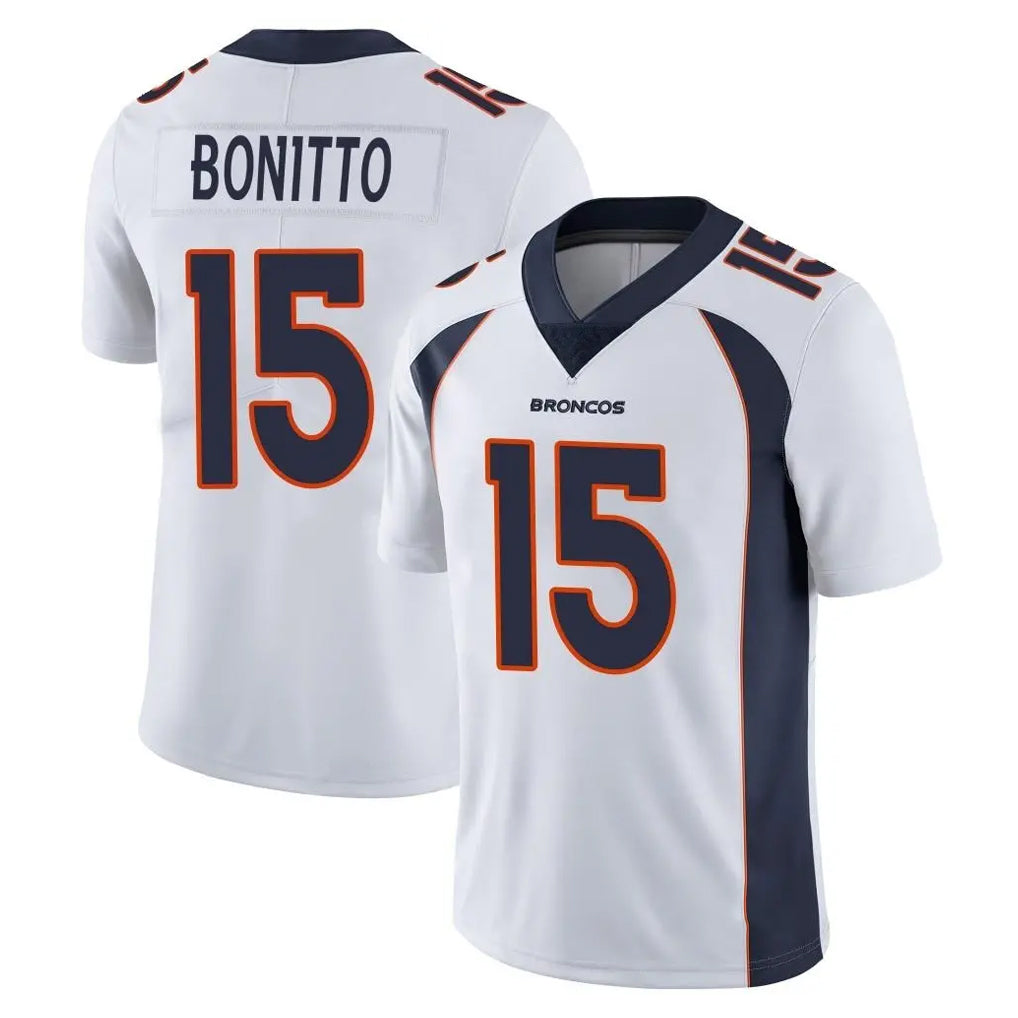 D.Broncos #15 Nik Bonitto Player White Vapor Untouchable Limited Home Game ROCER Stitched Jerseys