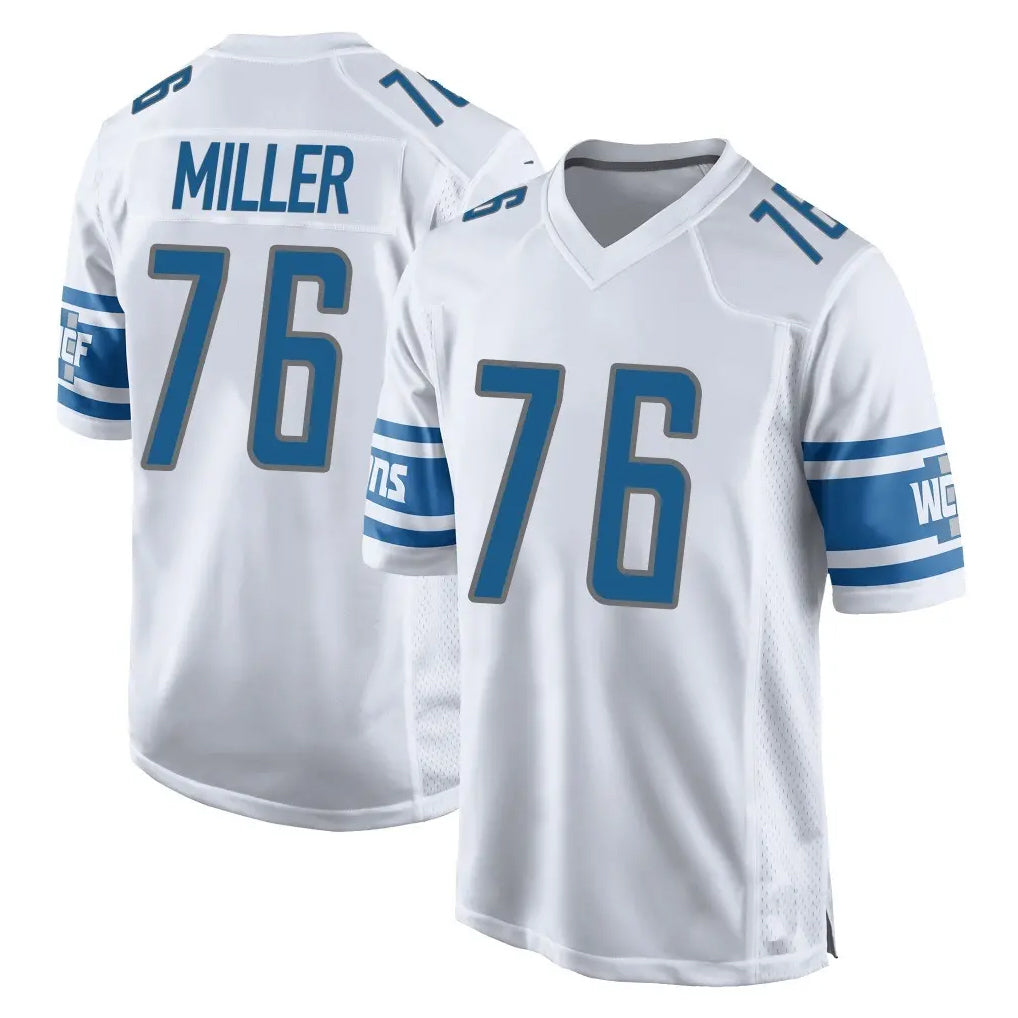 D.Lions #76 Blake Miller Player White Home Game ROCER Stitched Jerseys