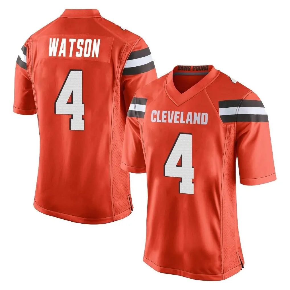 C.Browns #4 Deshaun Watson Player Orange Home Game ROCER Stitched Jerseys