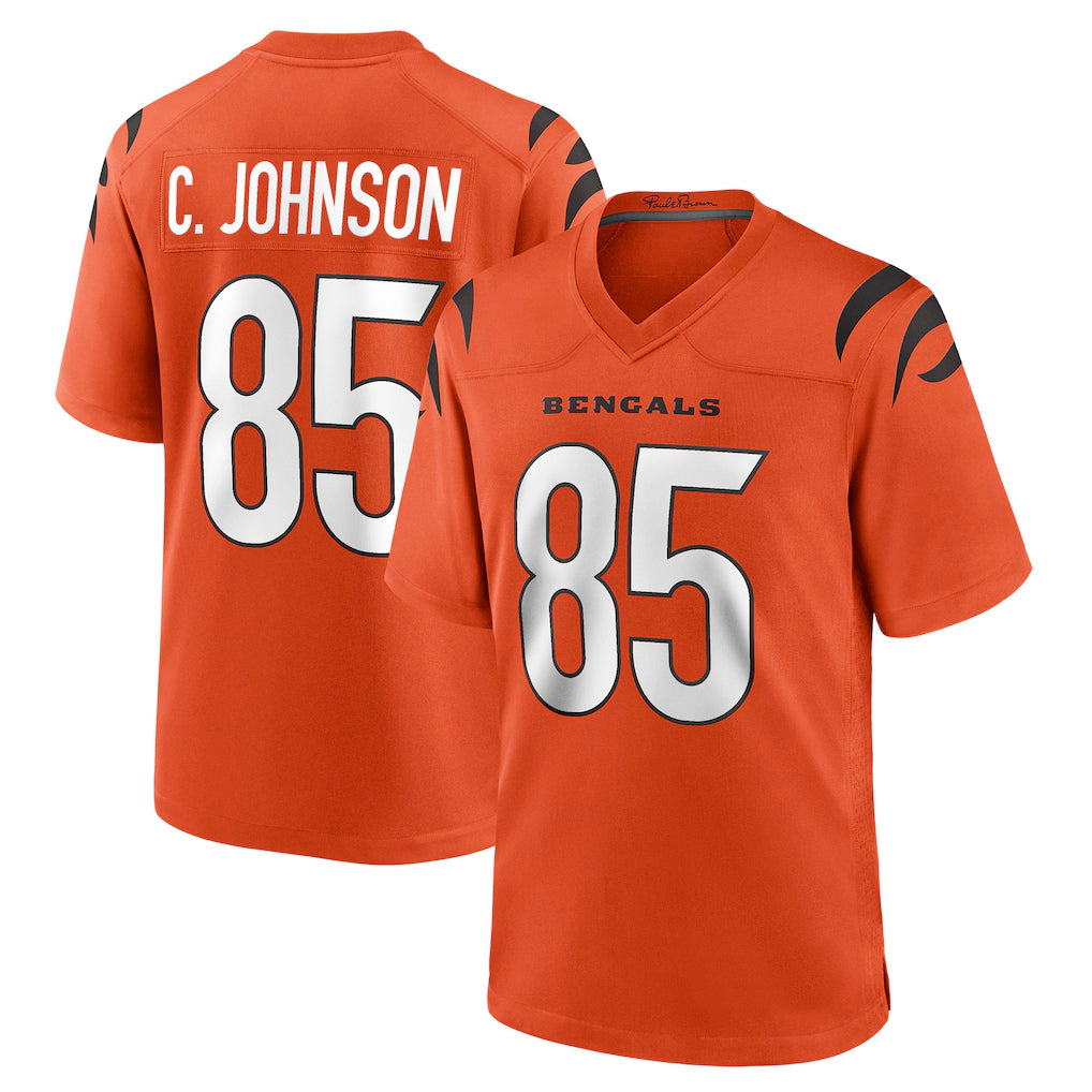 C.Bengals #85 Chad Johnson Player Orange Home Game ROCER Stitched Jerseys