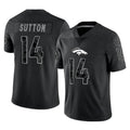 D.Broncos #14 Courtland Sutton Player Black Reflective Limited ROCER Stitched Jerseys