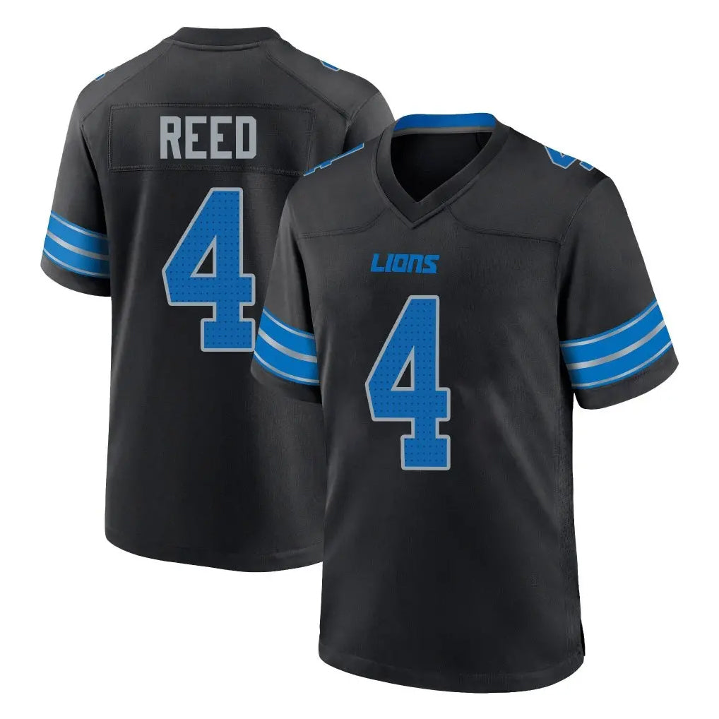 D.Lions #4 D.J. Reed Player Black Alternate Home Game ROCER Stitched Jerseys