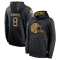 C.Browns #8 Dillon Gabriel Player Black Salute to Service Pullover Hoodies Limited ROCER Stitched Jerseys