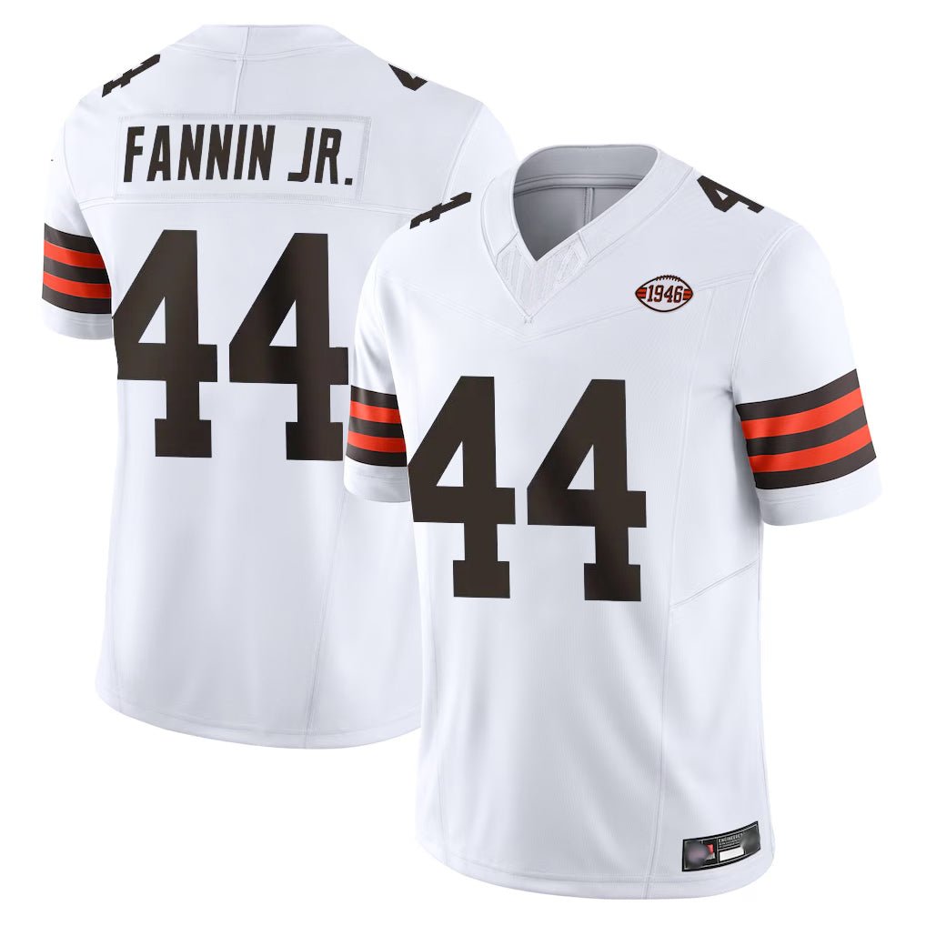 C.Browns #44 Harold Fannin Jr. Player White Vapor F.U.S.E. Limited Home Game ROCER Stitched Jerseys