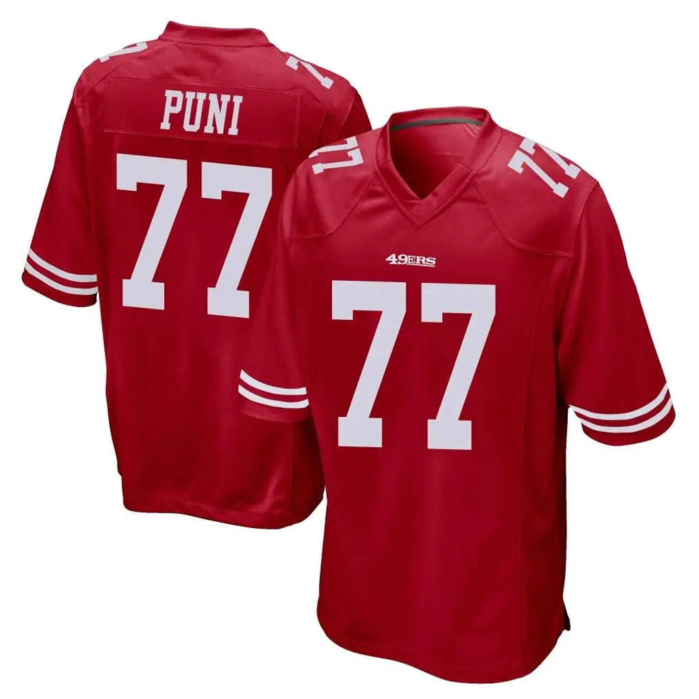 SF.49ers #77 Dominick Puni Player Red Home Game ROCER Stitched Jerseys