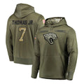 J.Jaguars #7 Brian Thomas Jr. Player Olive Salute to Service Pullover Hoodies Home Game ROCER Stitched Jerseys