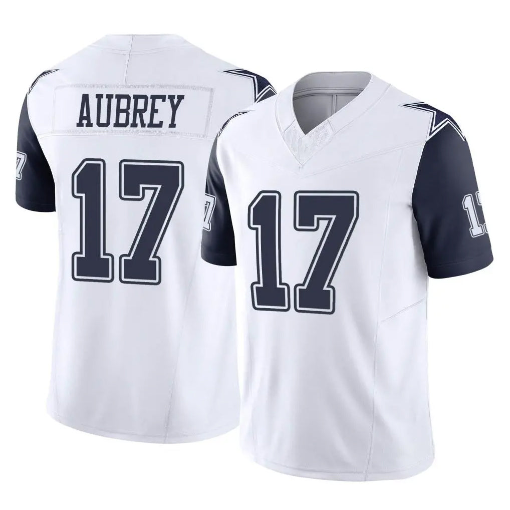 D.Cowboys #17 Brandon Aubrey Player White-Navy Limited Vapor F.U.S.E. Home Game ROCER Stitched Jerseys