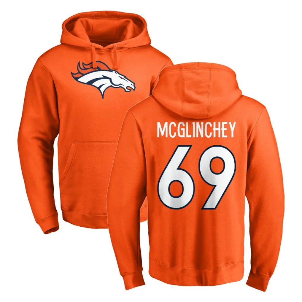 D.Broncos #69 Mike McGlinchey Player Orange Pullover Hoodie Limited ROCER Stitched Jerseys