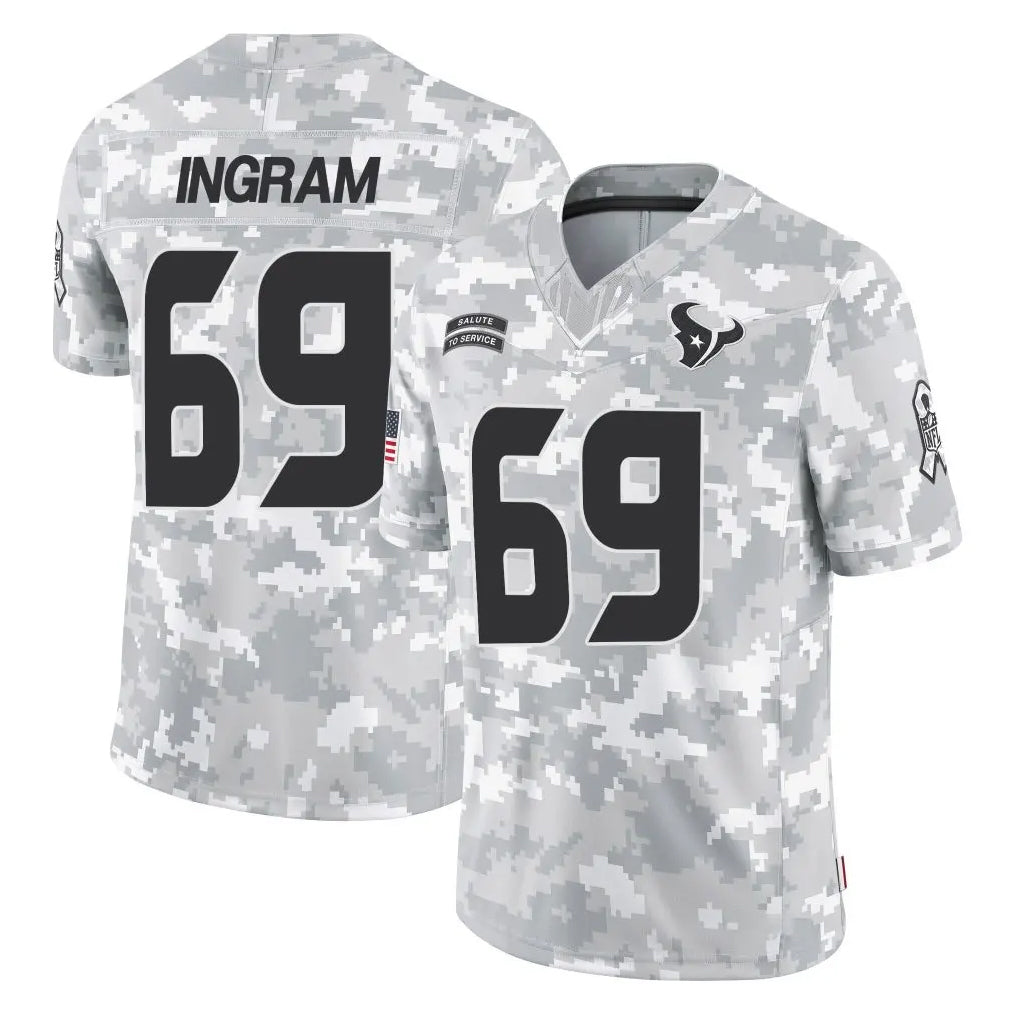 H.Texans #69 Ed Ingram Player Arctic Camo Salute To Service Limited Game ROCER Stitched Jerseys