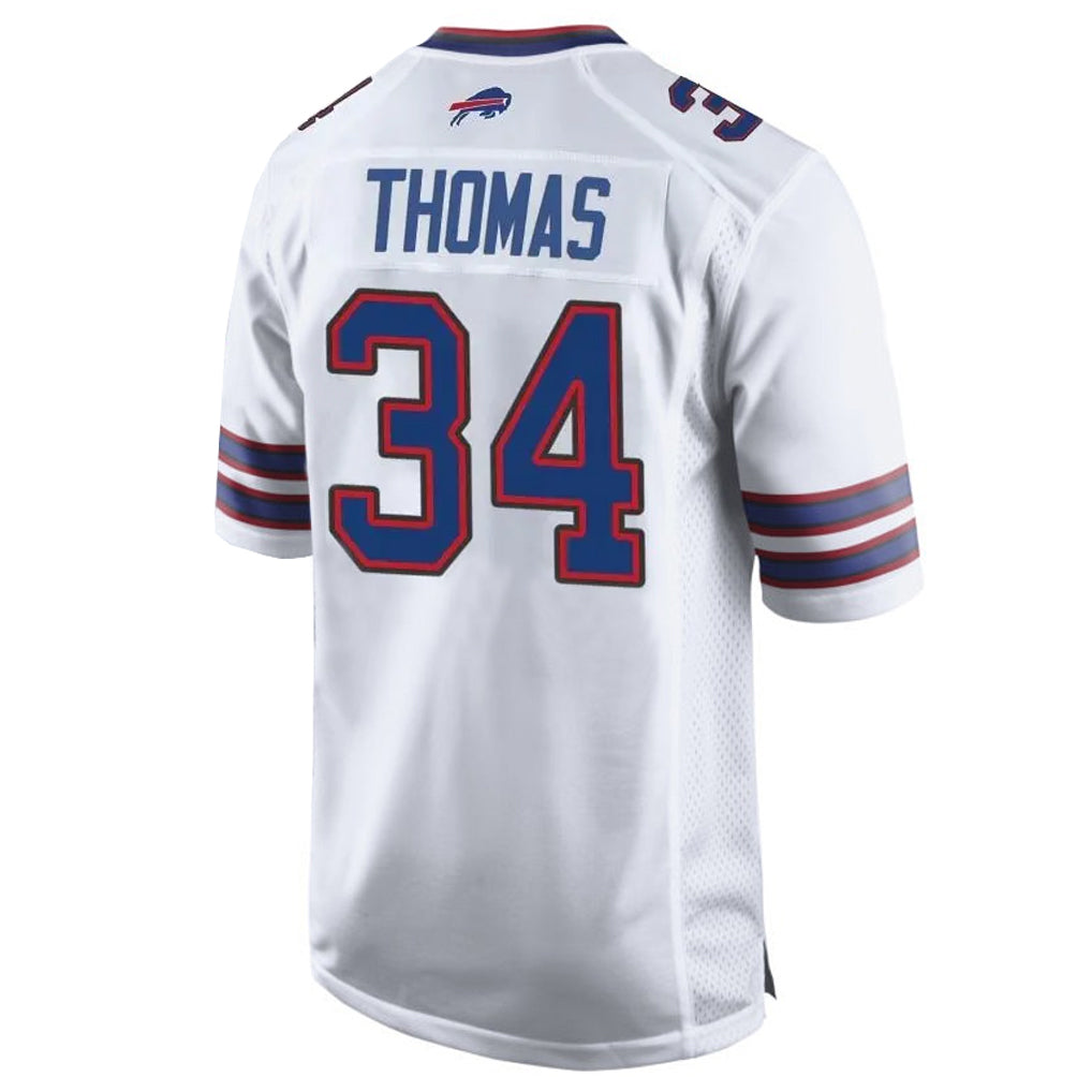B.Bills #34 Thurman Thomas Player White Home Game ROCER Stitched Jerseys