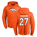 D.Broncos #27 J.K. Dobbins Player Orange Pullover Hoodie Limited ROCER Stitched Jerseys