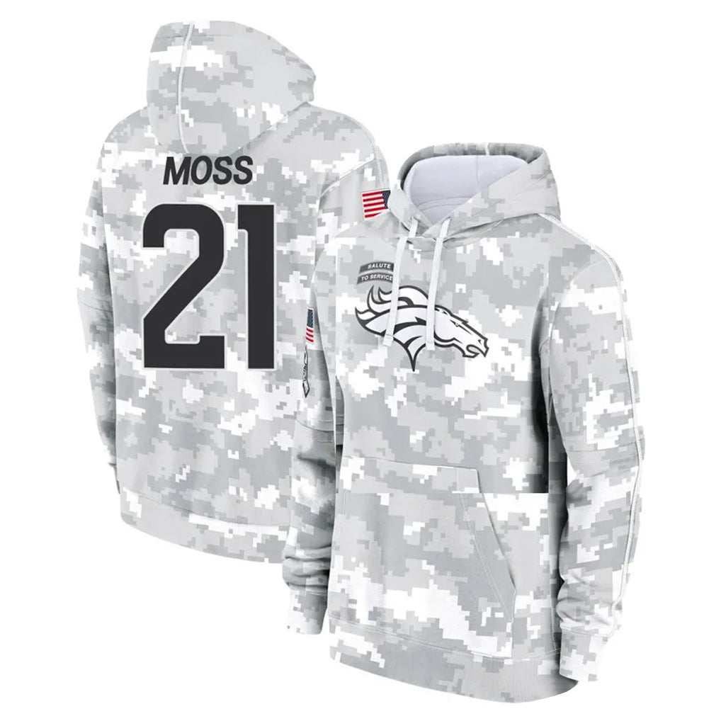 D.Broncos #21 Riley Moss Player Arctic Camo Salute to Service Hoodies Limited Game ROCER Stitched Jerseys