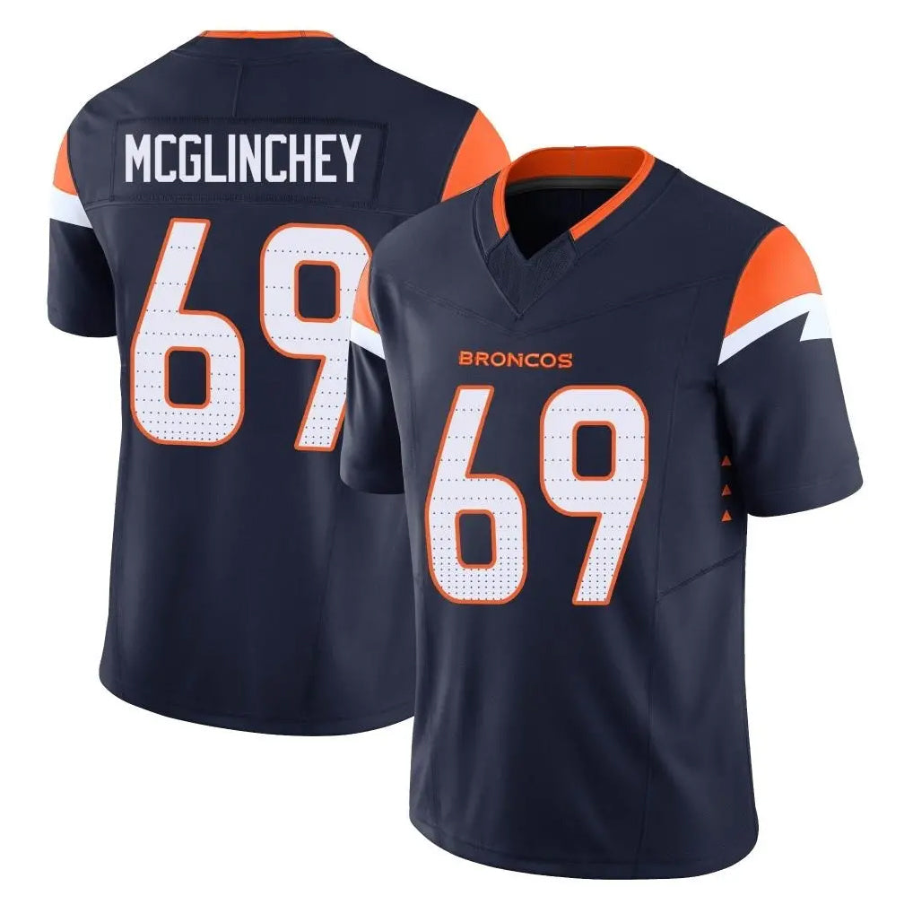 D.Broncos #69 Mike McGlinchey Player Navy Limited Vapor F.U.S.E. Home Game ROCER Stitched Jerseys