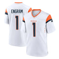 D.Broncos #1 Evan Engram Player White Home Game ROCER Stitched Jerseys