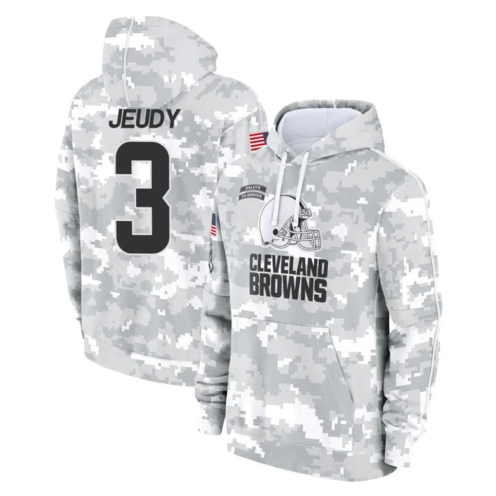 C.Browns #3 Jerry Jeudy Player Arctic Camo Salute to Service Hoodies Limited Game ROCER Stitched Jerseys