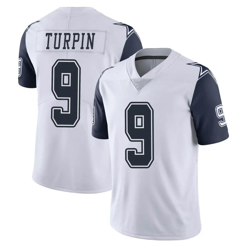 D.Cowboys #9 KaVontae Turpin Player White-Navy Limited Color Rush Vapor Untouchable Home Game ROCER Stitched Jerseys
