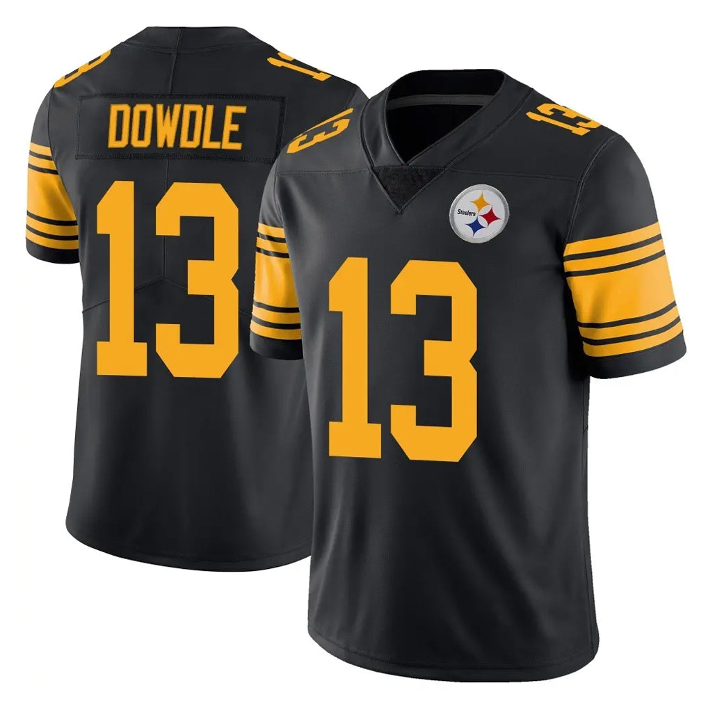 P.Steelers #13 Rico Dowdle Player Black Limited Color Rush Home Game ROCER Stitched Jerseys