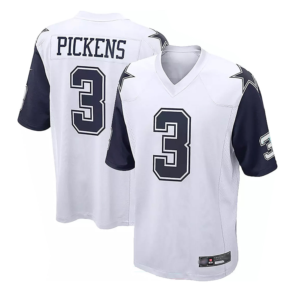 D.Cowboys #3 George Pickens Player White-Navy Home Game ROCER Stitched Jerseys
