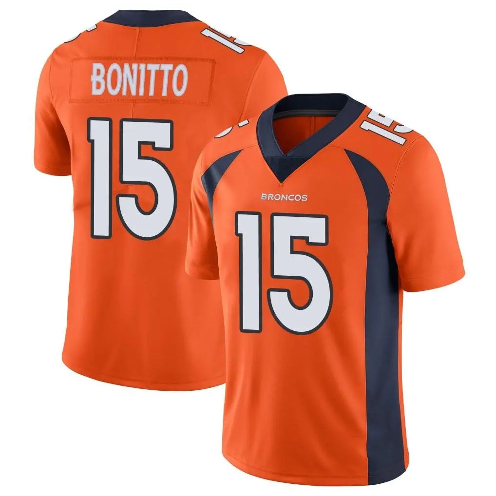 D.Broncos #15 Nik Bonitto Player Orange Color Vapor Untouchable Limited Game ROCER Stitched Jerseys